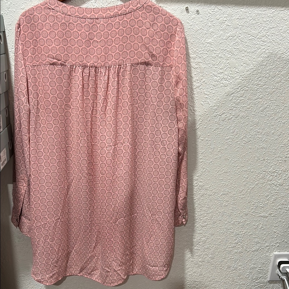 Cece Pink Patterned Button-Up Blouse Size Xl Guc - image 8